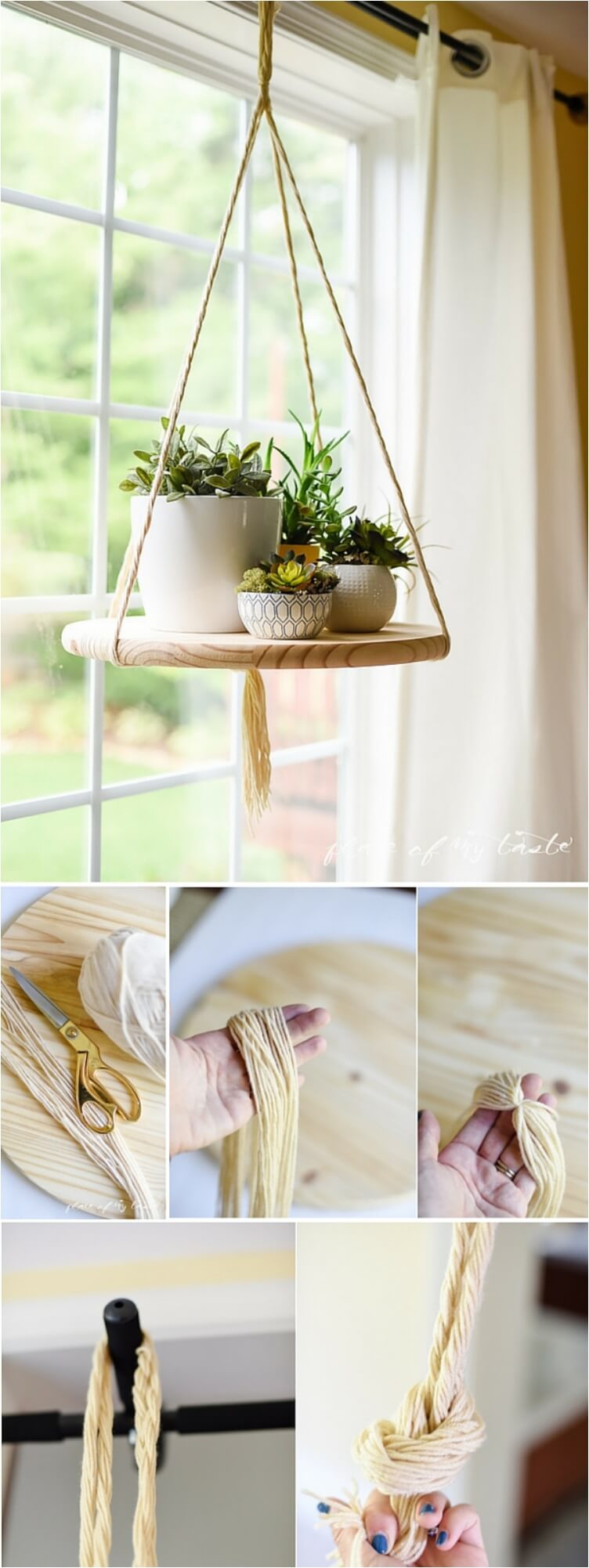 A Rope Hanging Shelf Idea for Plants