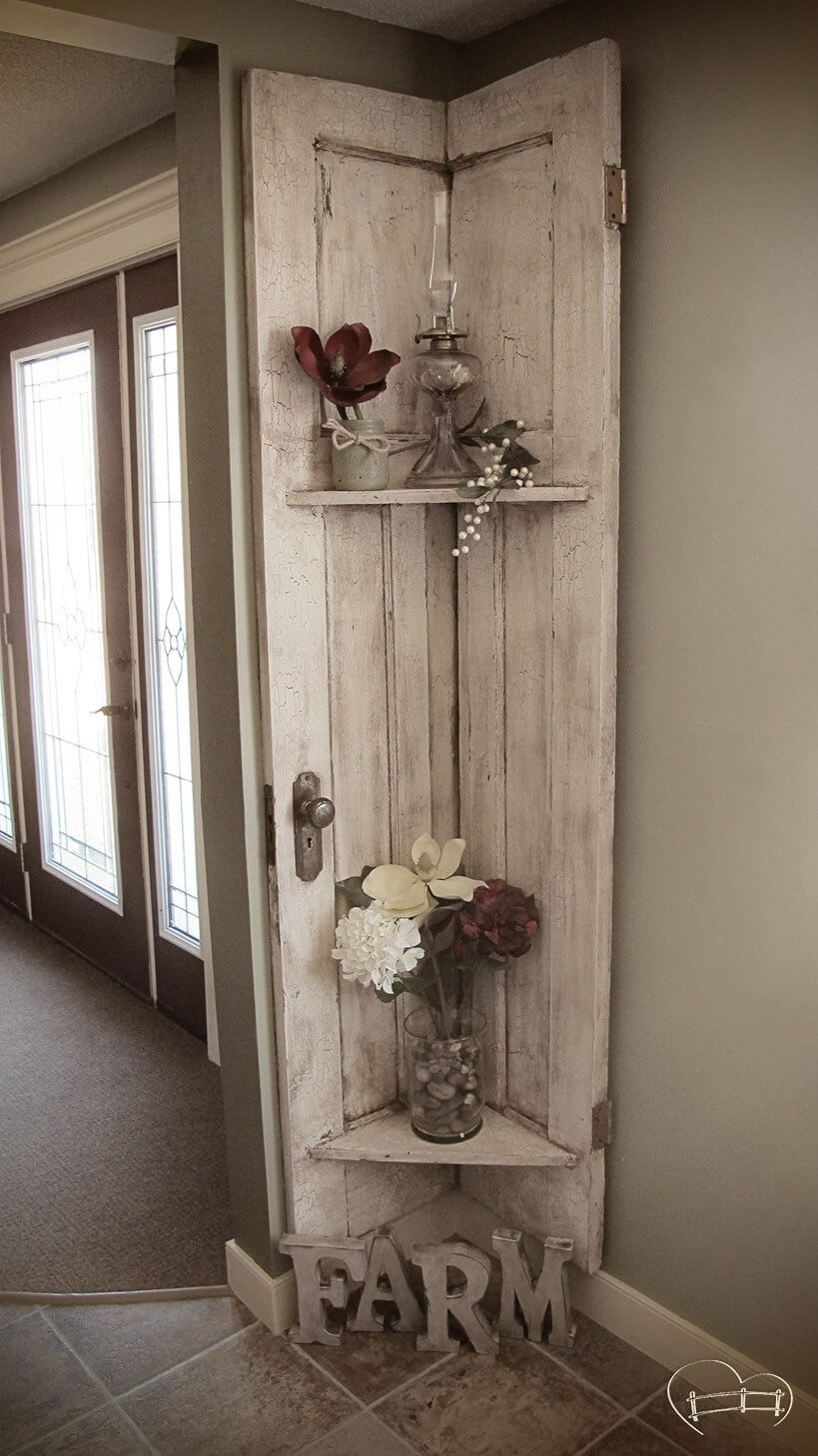 Corner Door Repurposed Farm Shelf