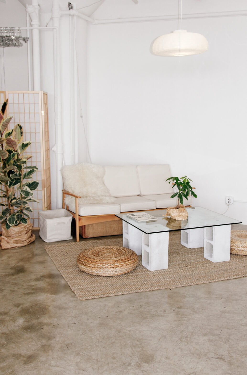 Simply Constructed Cinder Block Coffee Table