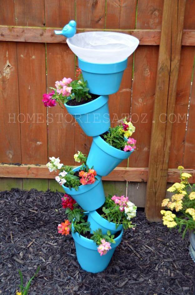 Stacked Terracotta Pot Flower Planter