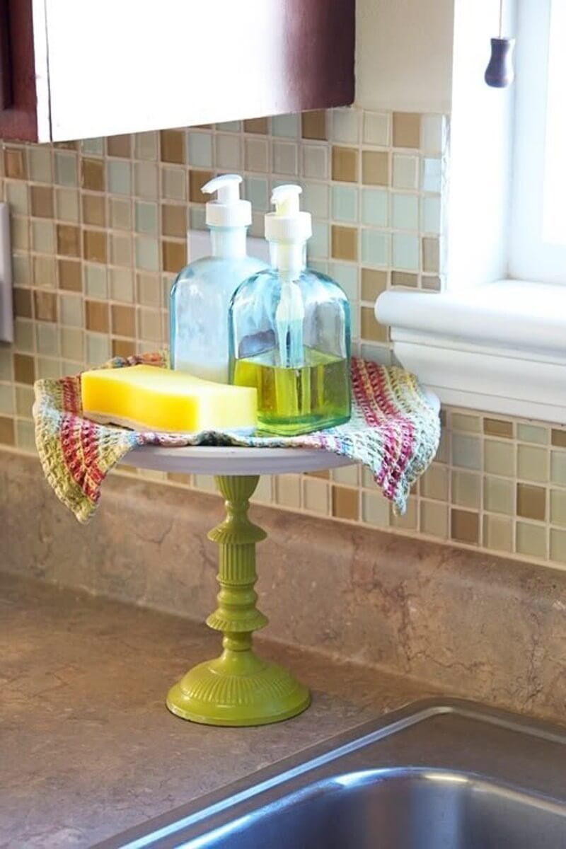 Dish Soap and Sponge on a Pedestal