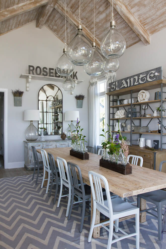 A Long Dining Table in a Rustic Hall