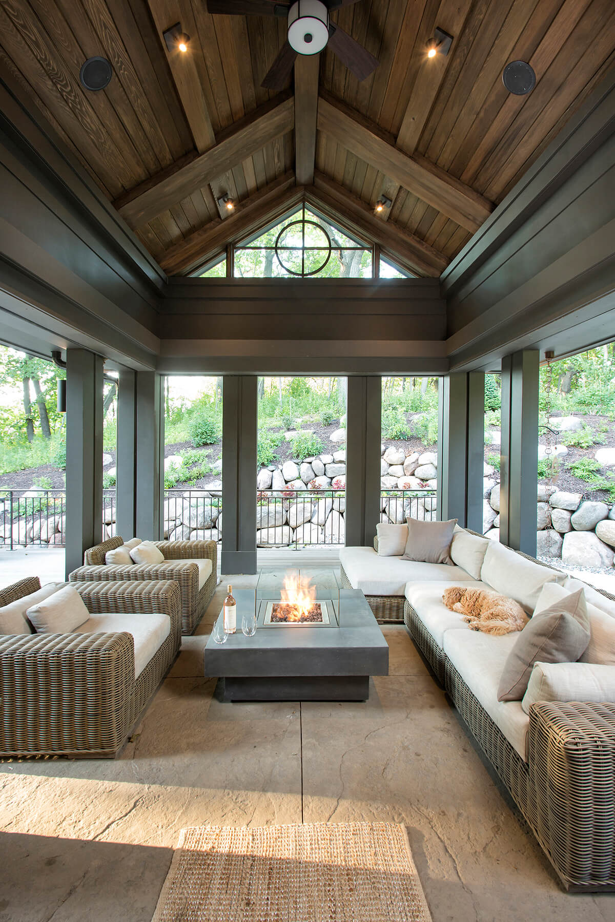 Open Lounge with a Fire Pit Table