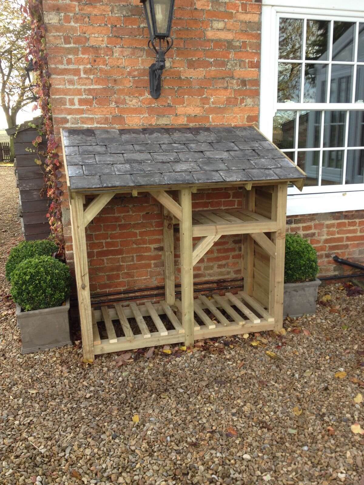 Open air wood shed