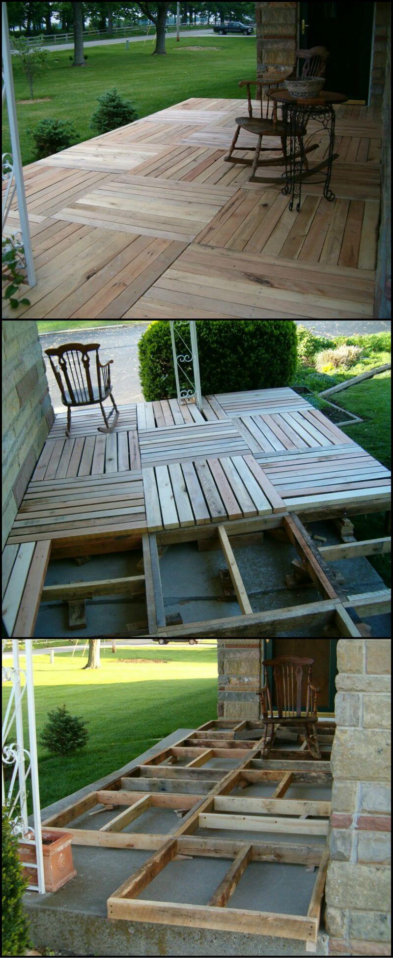 Front Porch Wood Pallet Deck Project