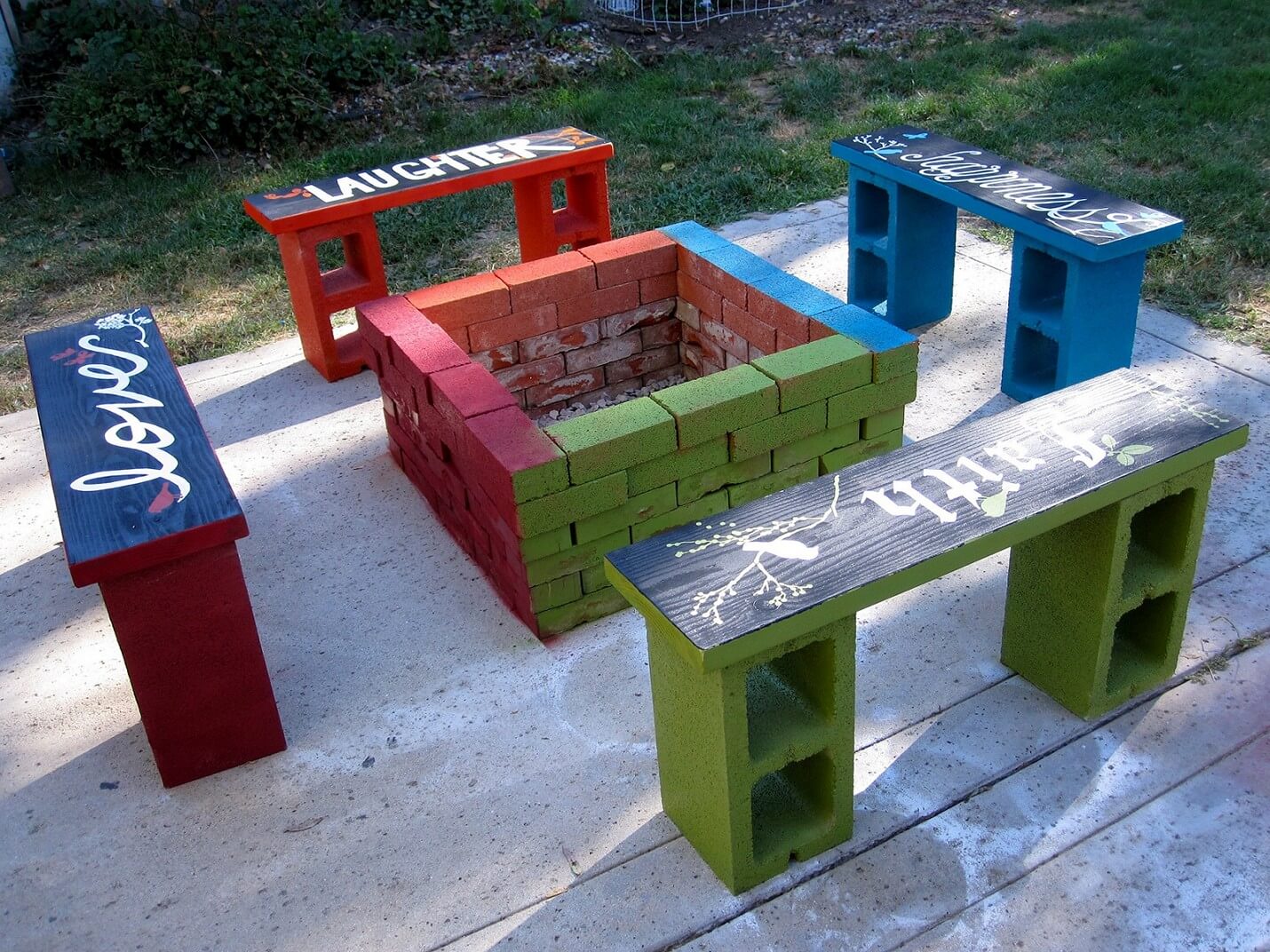 Inspirational And Colorful Cinder Block Fire Pit Gathering Homebnc