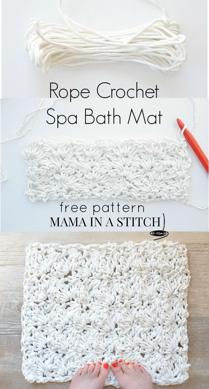 An Absorbent Bath Mat Crocheted with Rope
