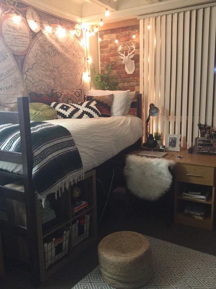 A Raised Loft with Bookshelves Below