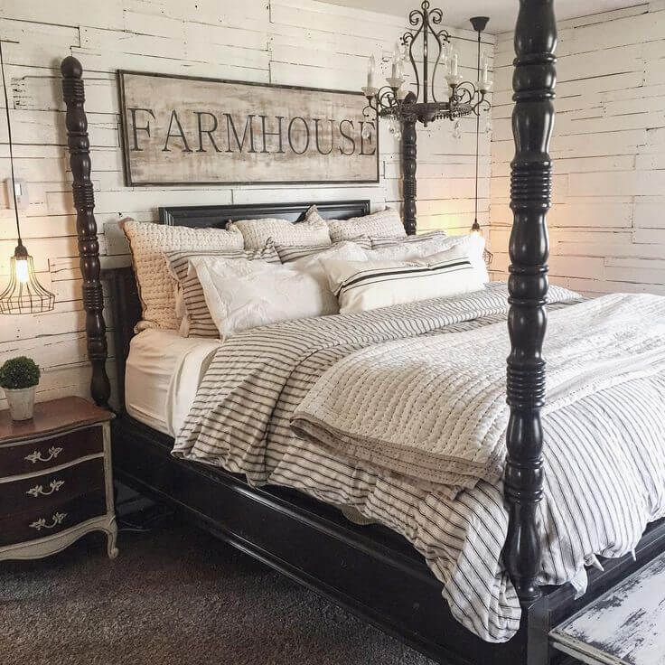 Ebony and Ash Palatial Farmhouse Bedroom