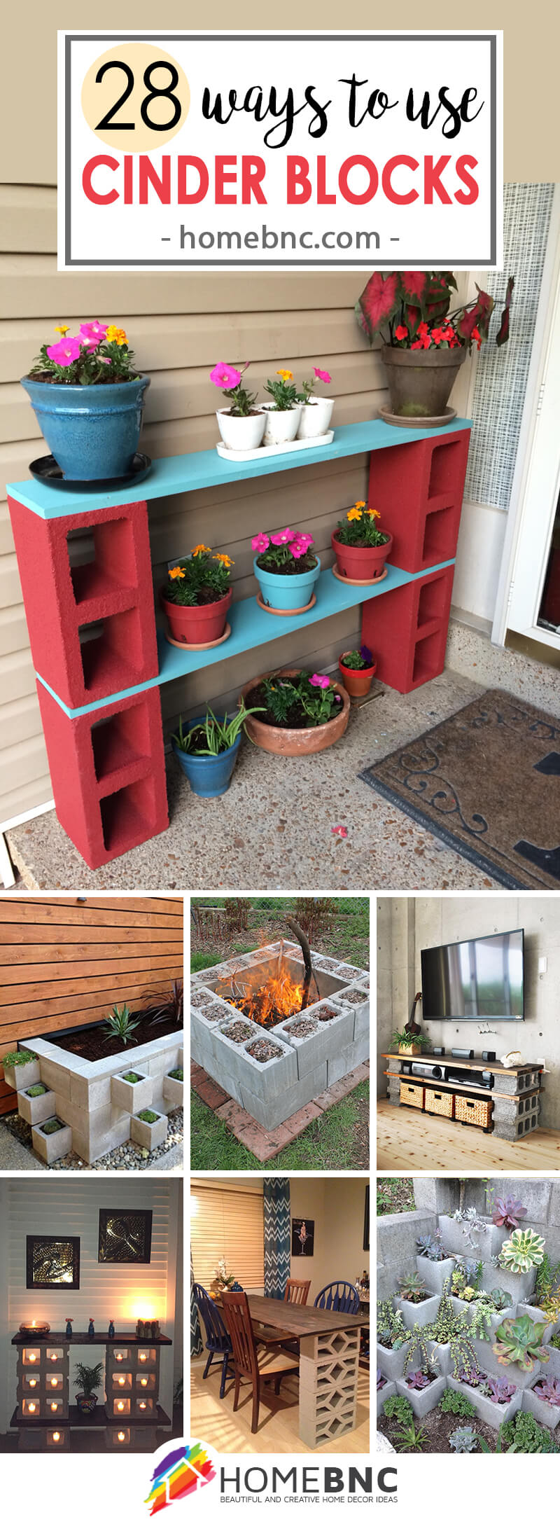 Shelves Made With Concrete Blocks   Ways To Use Cinder Blocks Ideas Pinterest Share Homebnc 