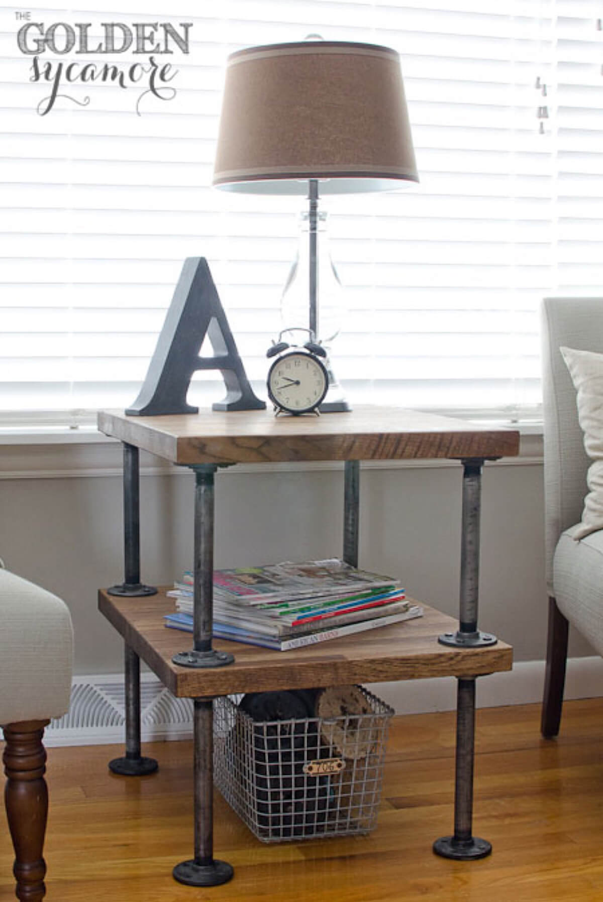 Repurposed Industrial Style Side Table