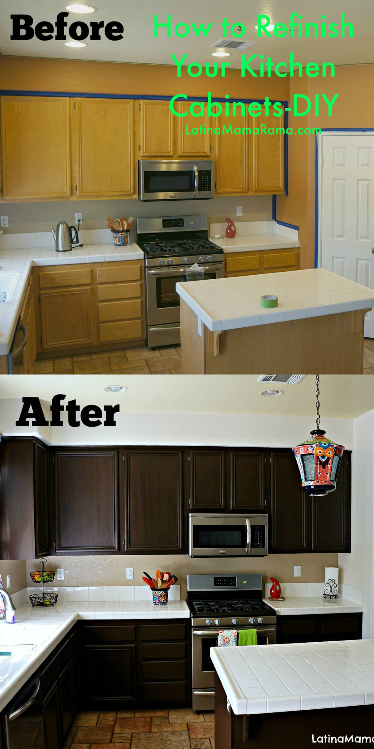 A Dark Finish on Wooden Cabinets