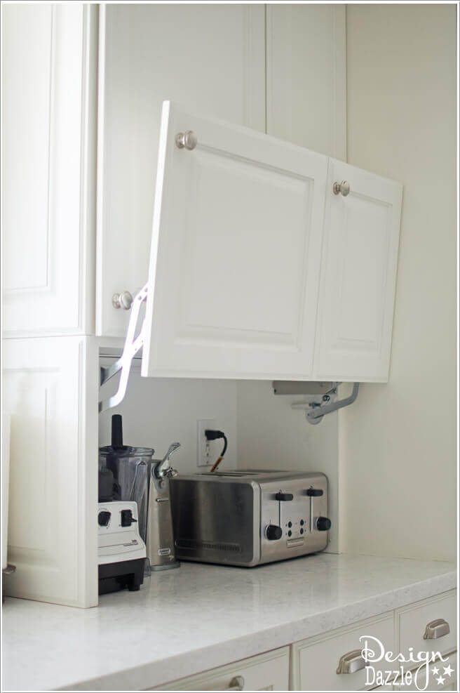 Hide Kitchen Electronics in a Flip-up Cabinet