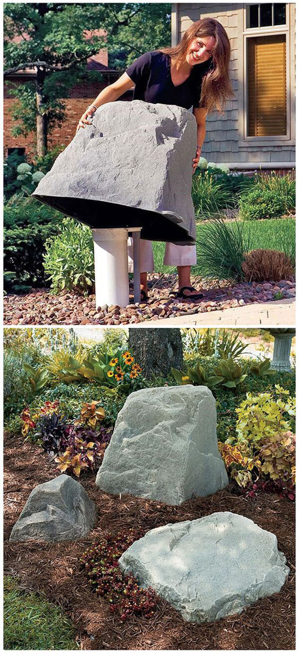 Faux Rocks Cover Unsightly PVC Pipes