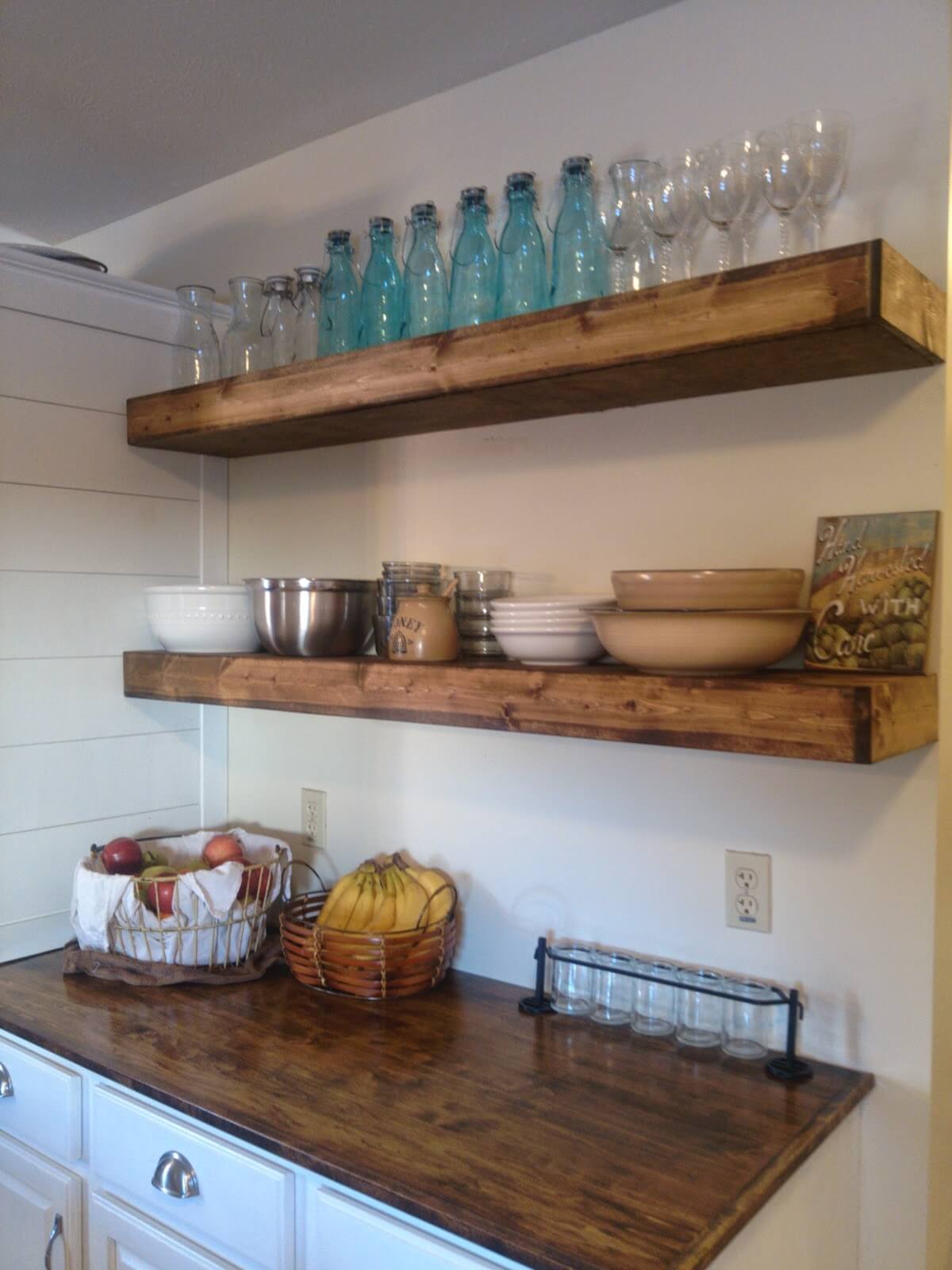 Floating Wooden Shelves Kitchen