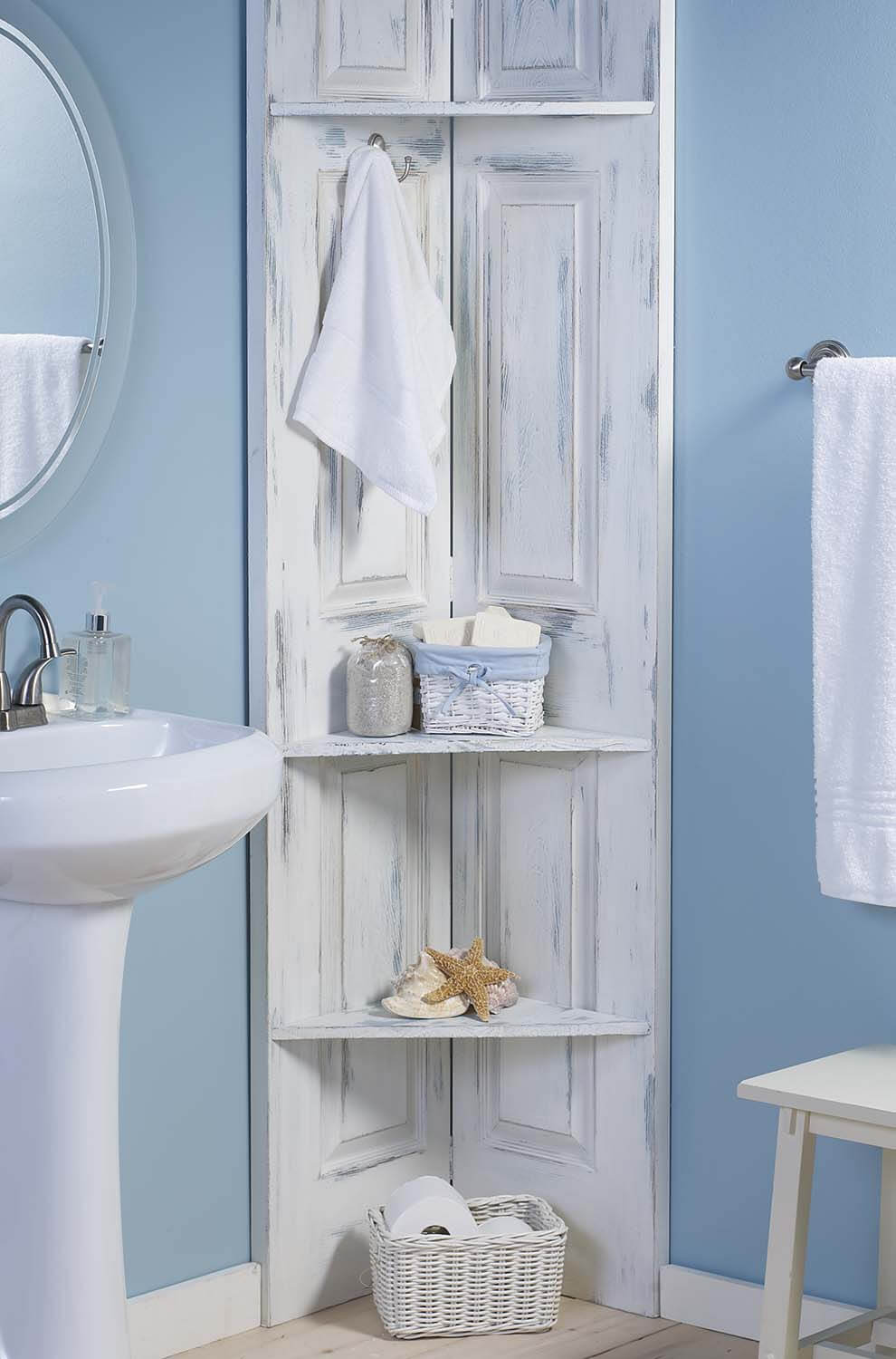 bathroom corner shelf unit