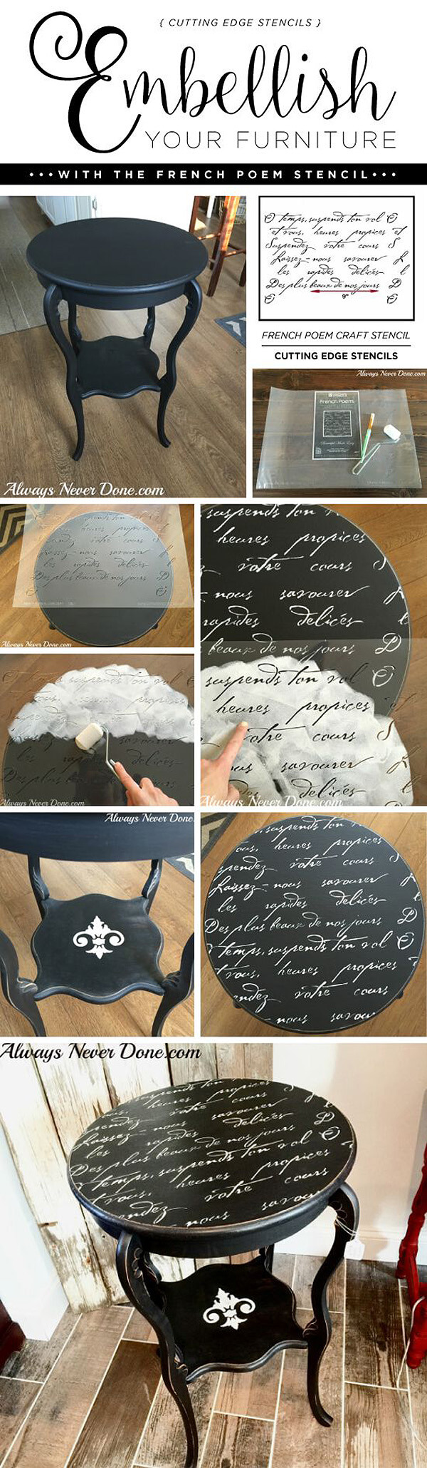 Love Letter Hand-Stenciled Table