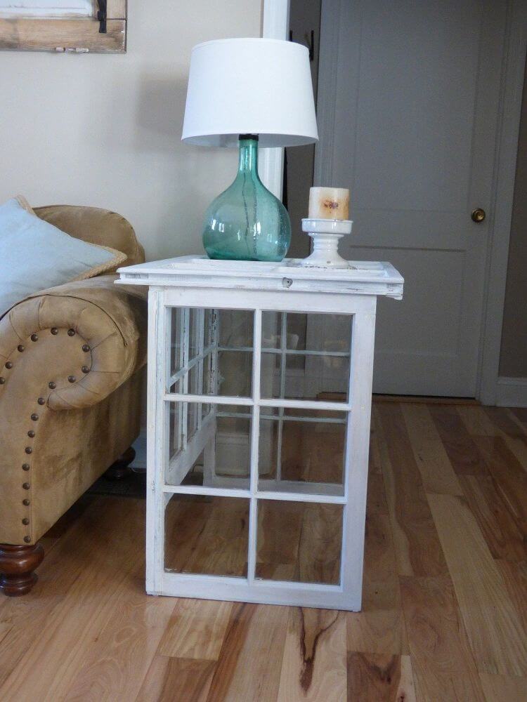 Windows To The Home Glass Paned Side Table