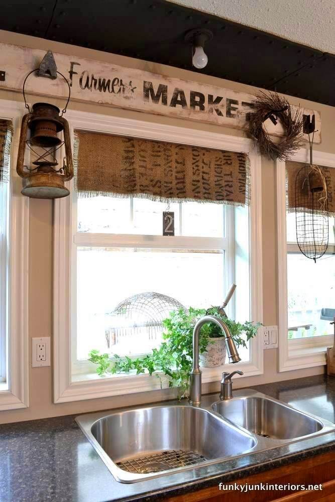 Repurposed Grain Sacks Make Quaint Curtains