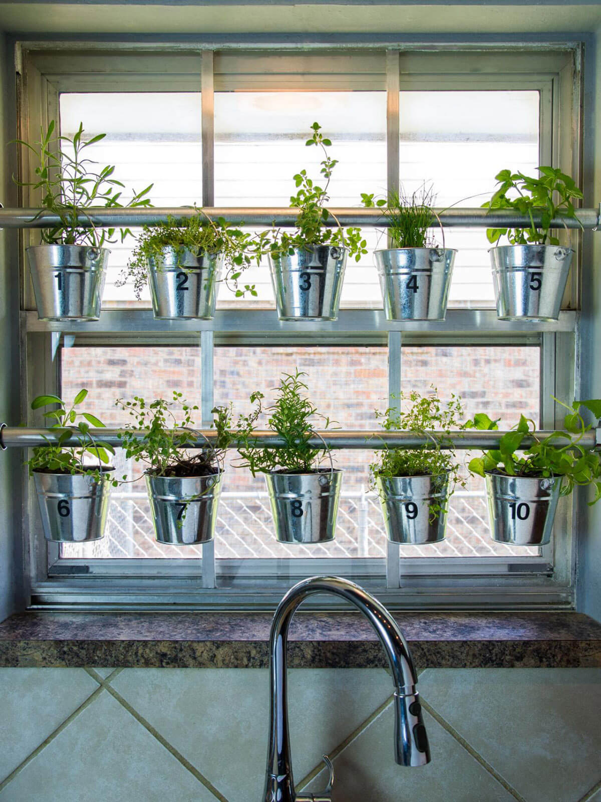 Curtain Rod Hanging Herb Garden