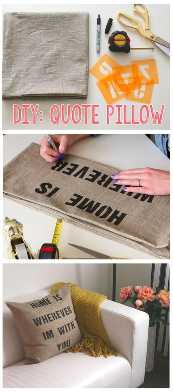 Quotable Decor Hand Stenciled Pillow