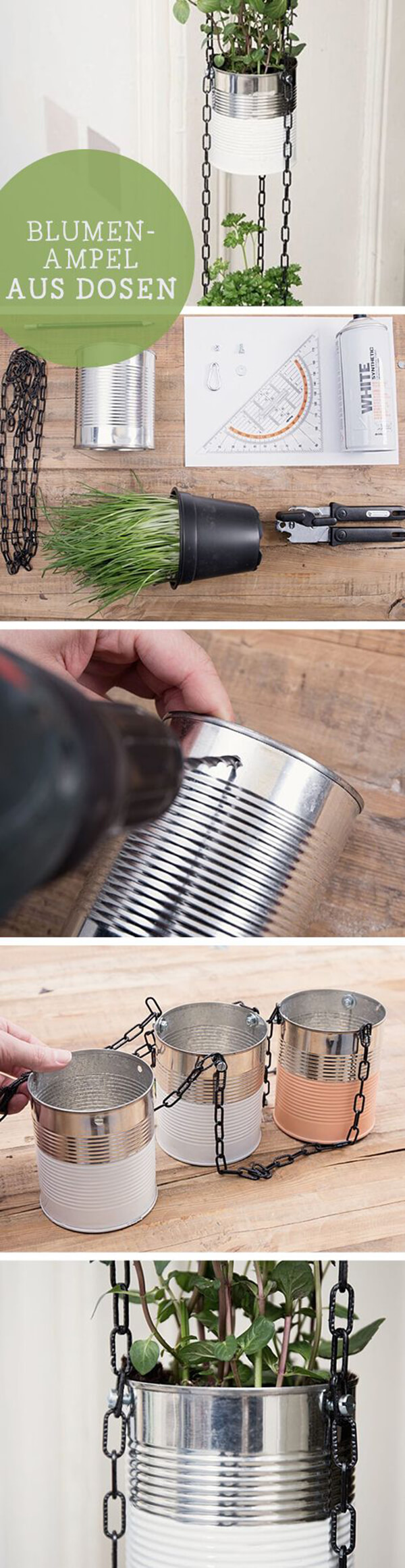 Vertical Hanging Tins Herb Garden