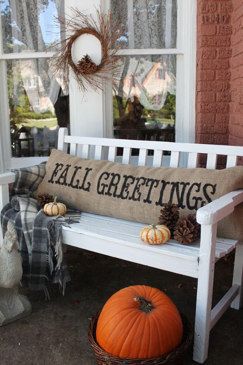 Harvest Hay Ride Hand Stitched Pillow Back