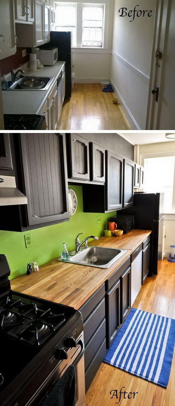 Wooden Countertops with a Lime Green Backsplash