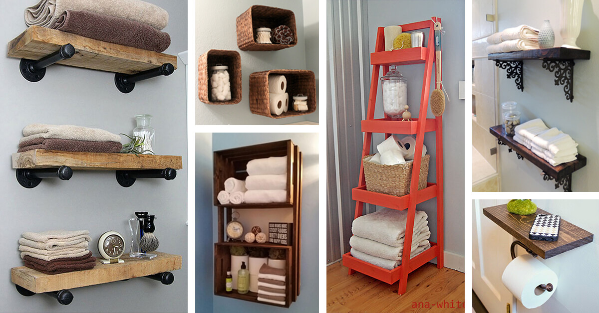 wooden bathroom shelves