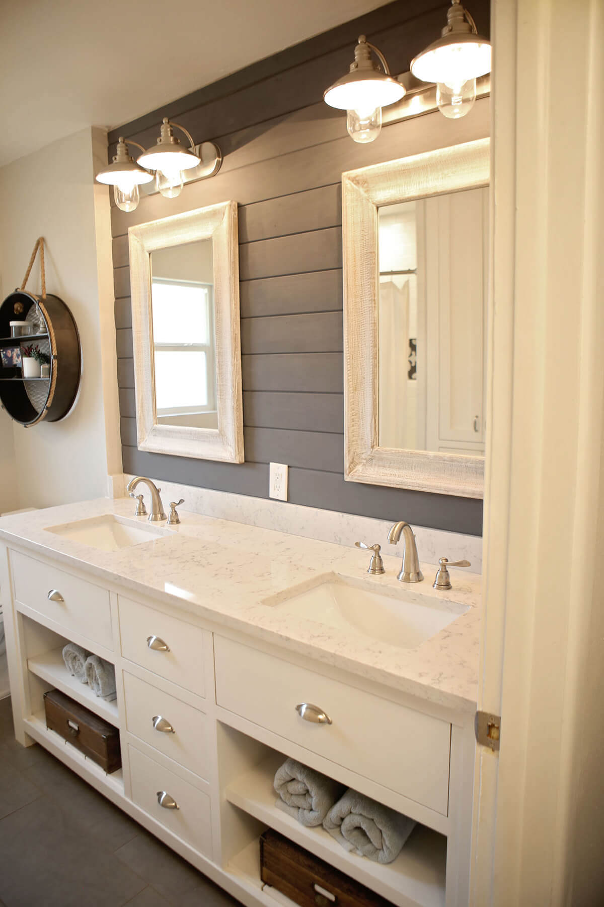 Clean Lines and Bright White Bathroom