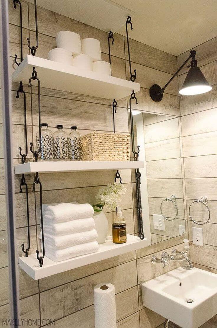 Farmhouse Bathroom Hanging Over-Toilet Shelves