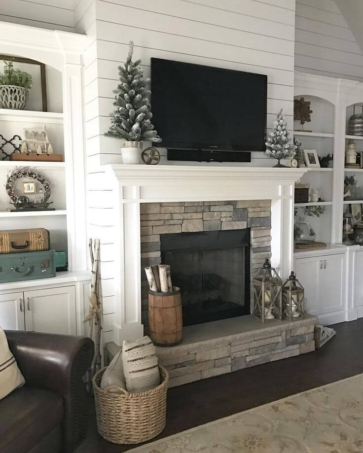 fireplace with horizontal lines rooms