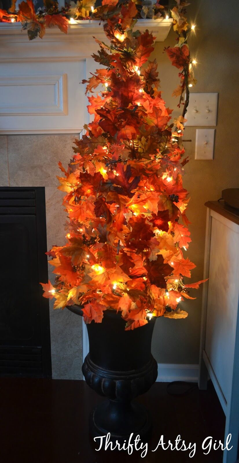 Light-Up Autumn Tree In Urn Decoration