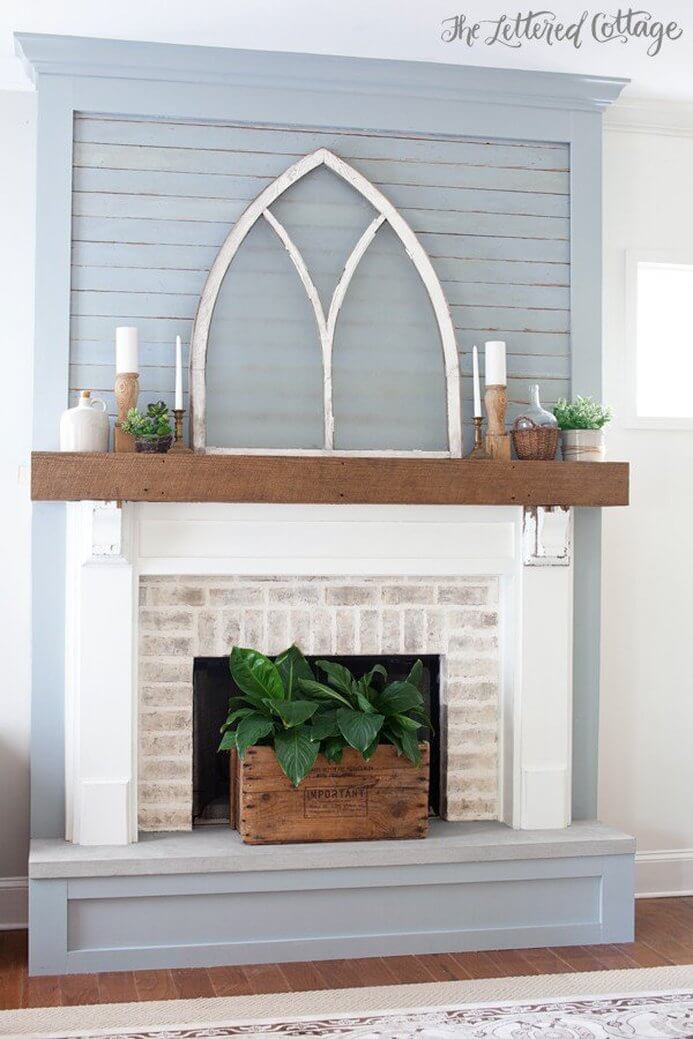 Vintage Window Frame Tops Eclectic Fireplace