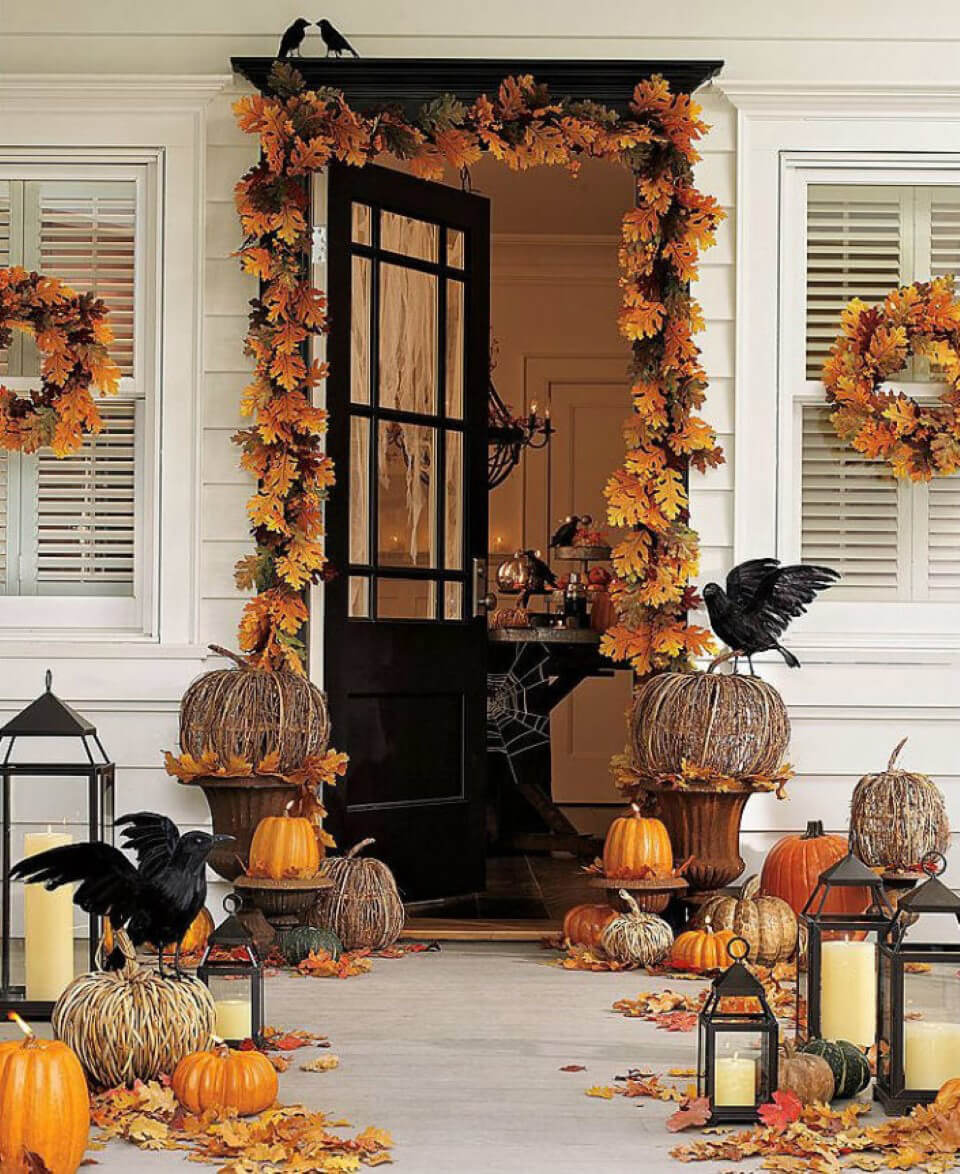 Spooky Fall Front Porch Display