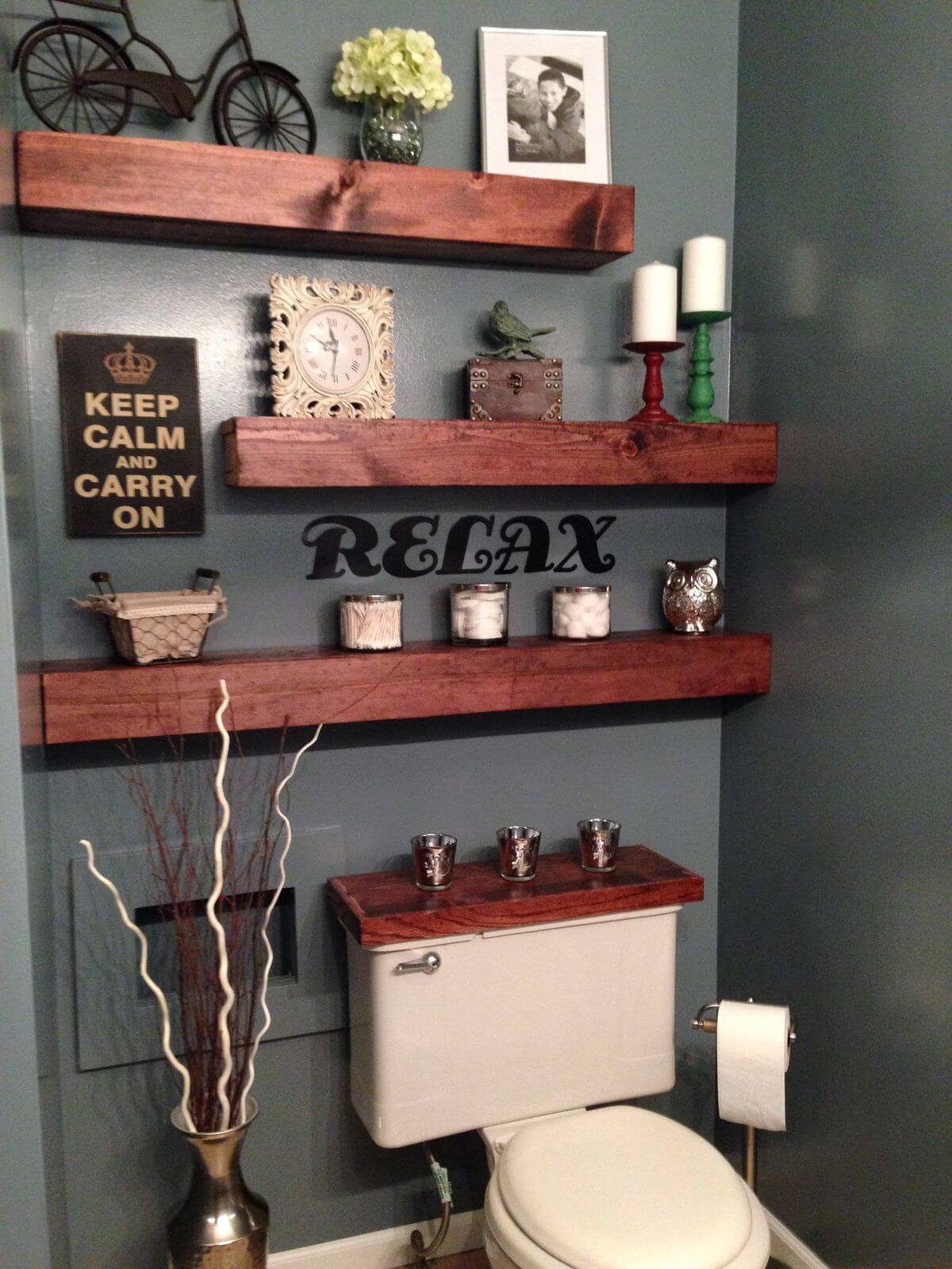 Above The Toilet Wood Bathroom Shelves