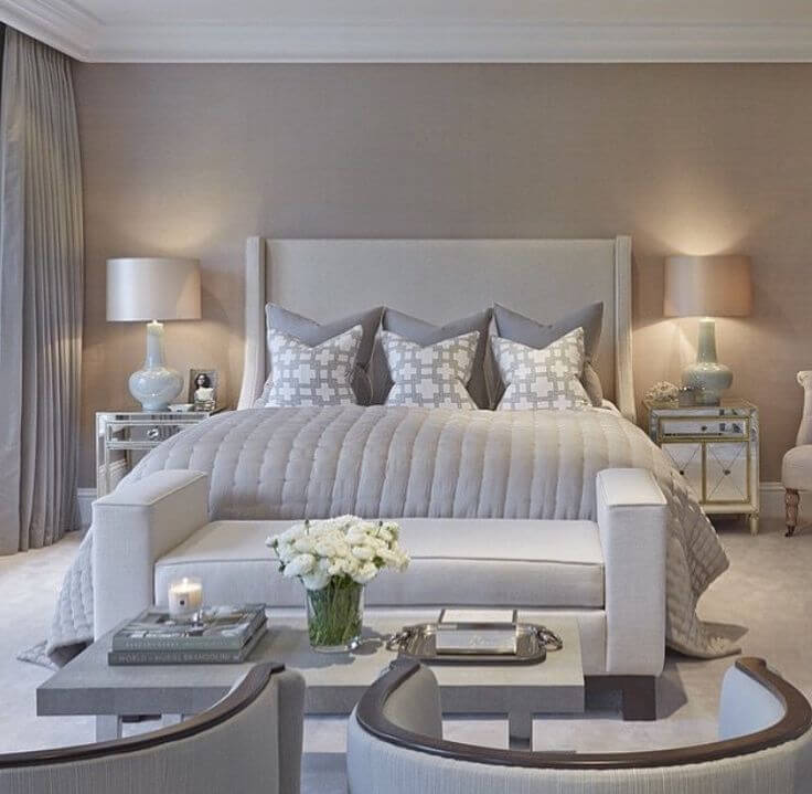 Warm Beige and Gray Neutrals Create an Inviting Atmosphere in this Bedroom — Homebnc