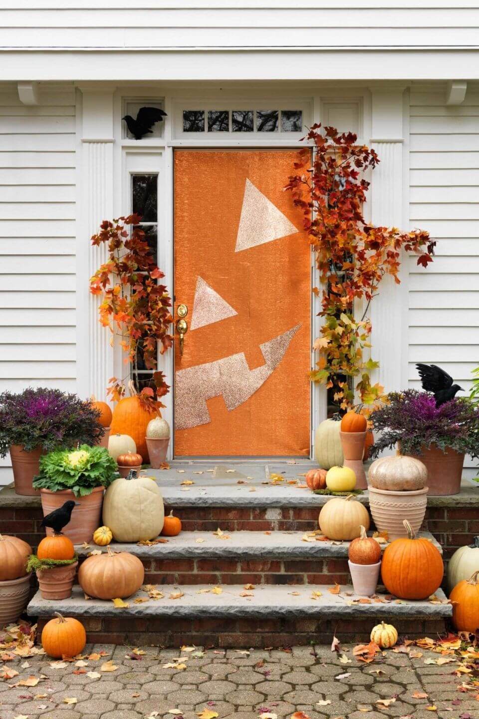 Grinning Jack-o-Lantern Front Door Decor