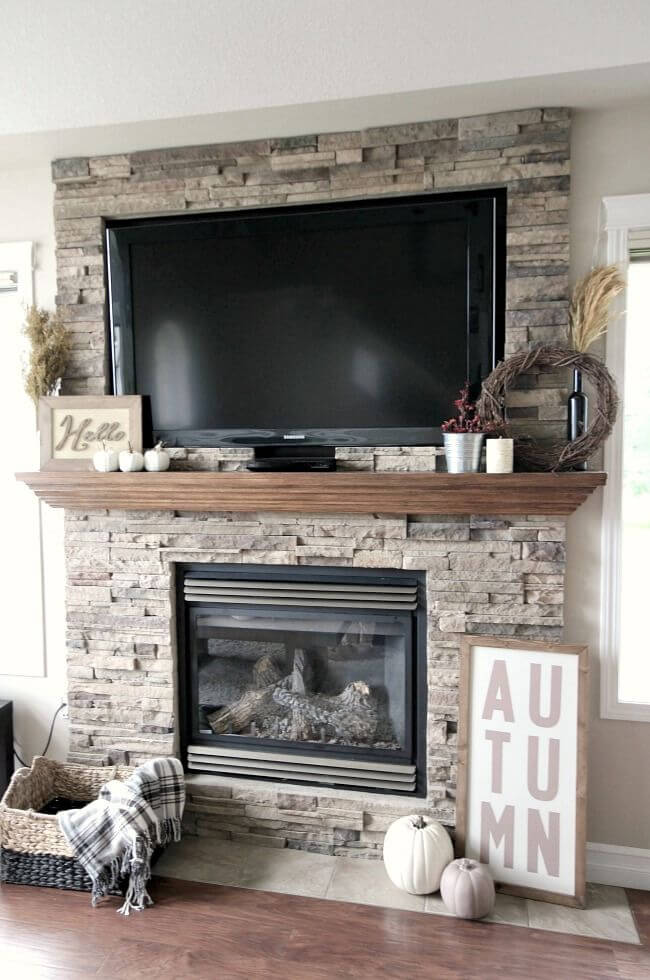 A Simple Field Stone Fireplace and Mantle