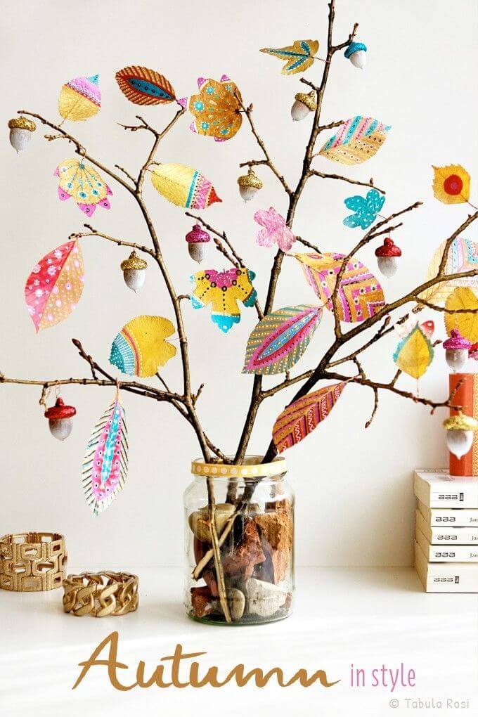 Colorful Fall Inspired Desktop Tree Decoration