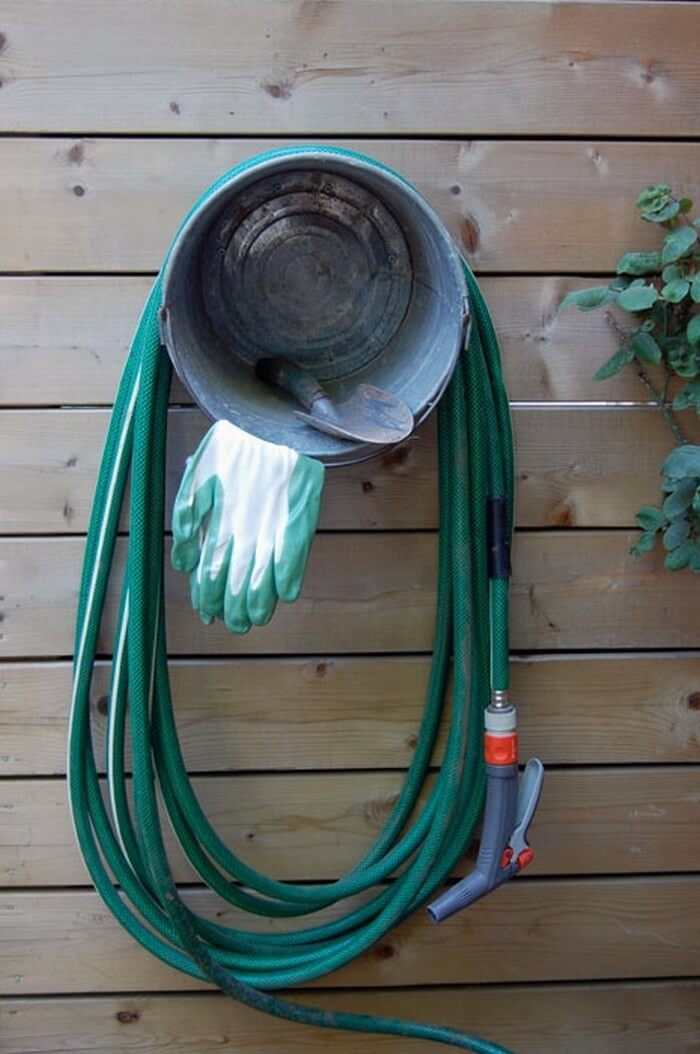 Outside Hose and Gardening Organization Featuring Bucket