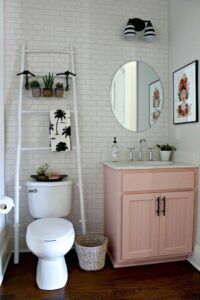 Over The Toilet Ladder Organizer Homebnc Over The Toilet Ladder Organizer