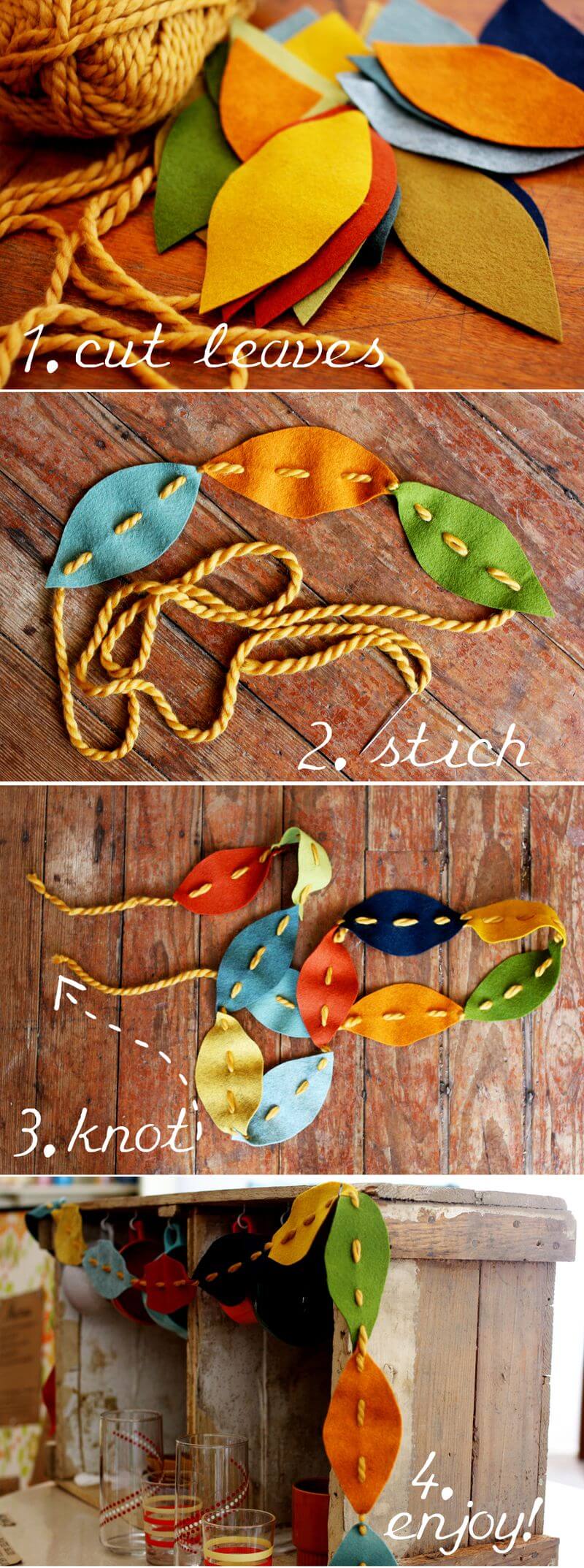 Cheerful Fabric Fall Leaf Rope Garland