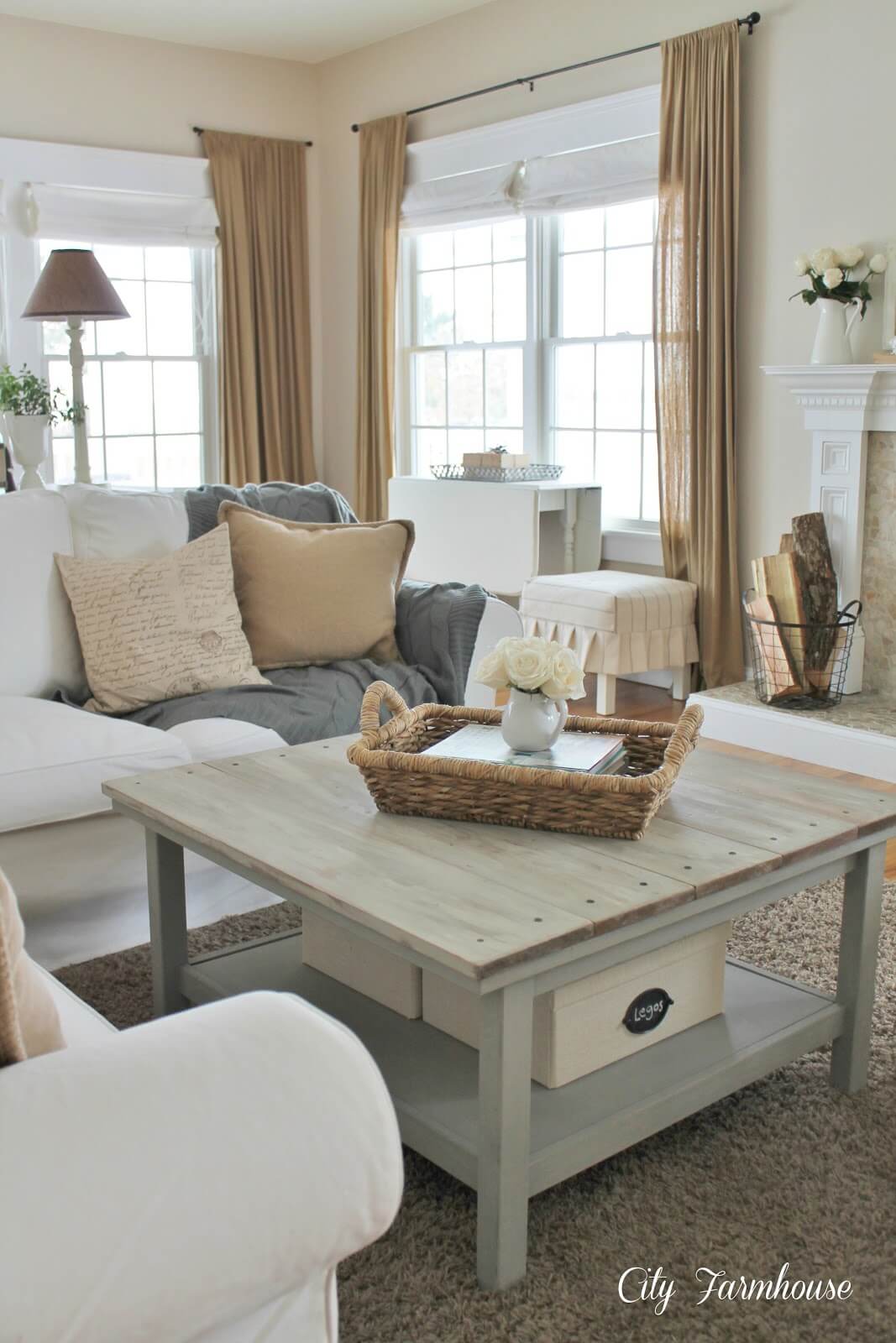 grey white and beige living room