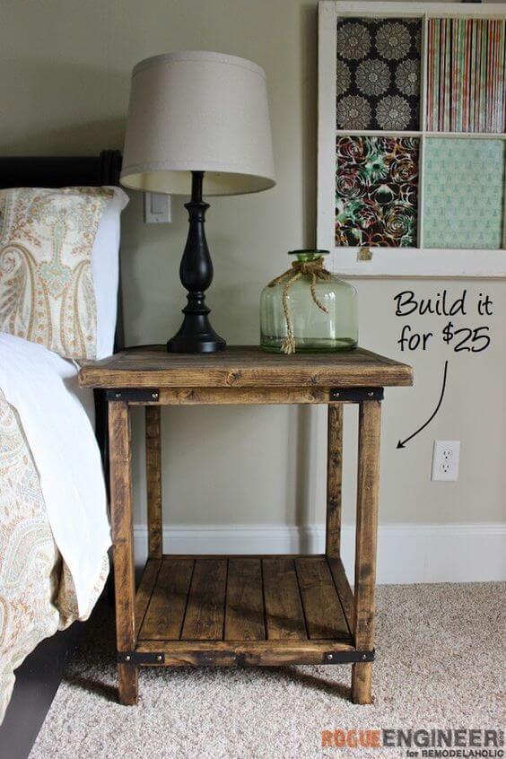 Inexpensive DIY Rustic Bedside Table