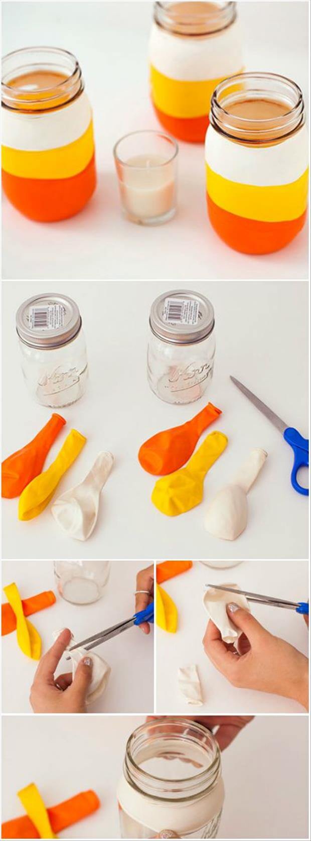 Candy Corn Candle Holders Made with Balloons