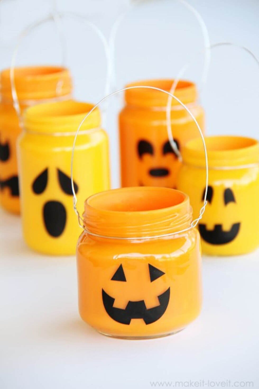Cute Painted Mason Jar Jack-O-Lanterns