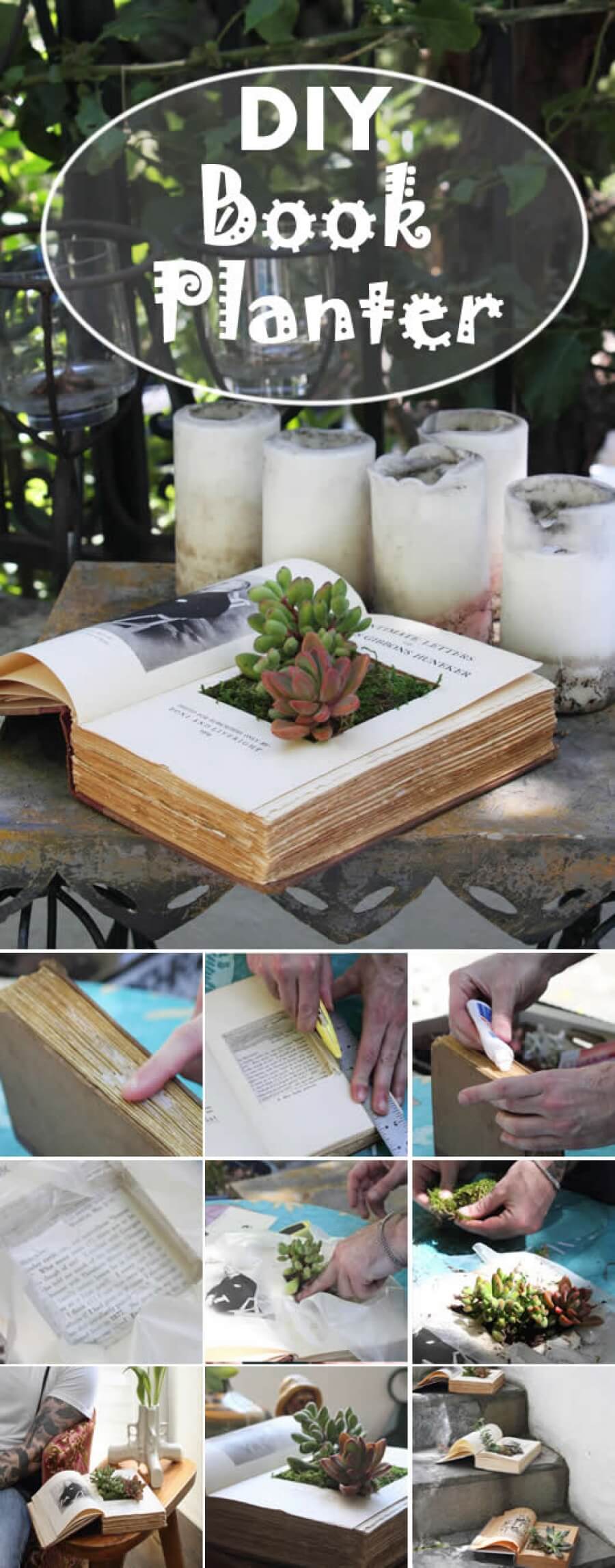 Simple Indoor Outdoor Book Planters