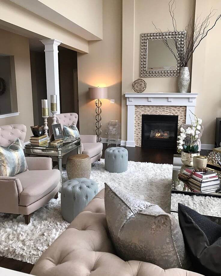 grey and beige family room