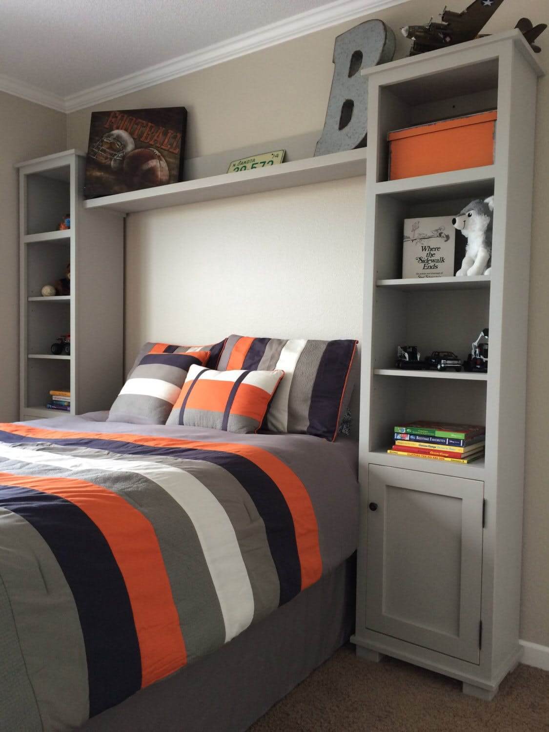 Orange And Grey Boys Bedroom